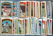 1972 Topps Baseball Lot of 178 cards-130 Different Most Exmt/Nrmt W/HOFers, Hi#'s