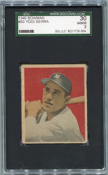 1949 Bowman #50 Yogi Berra SGC 30