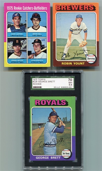 1975 Topps Rookie Card Lot Yount, Brett & Carter