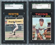 1971 Topps #26 Bert Blyleven RC SGC 70 & #513 Nolan Ryan SGC AUTH