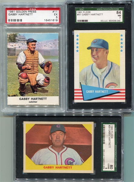 1960-61 Gabby Hartnett Three Card Graded Lot