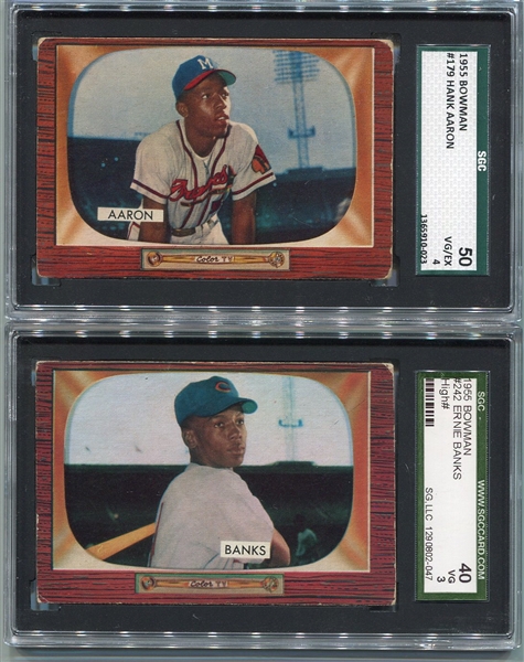1955 Bowman Baseball Aaron & Banks Each SGC Graded