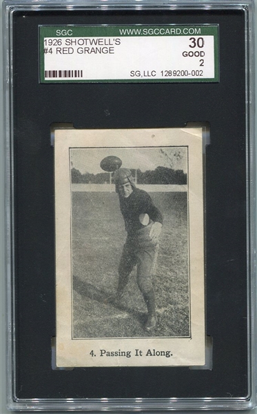 1926 Shotwell #4 Red Grange SGC 30