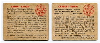 1950 Bowman Football #100 Sammy Baugh & #129 Charlie Trippi