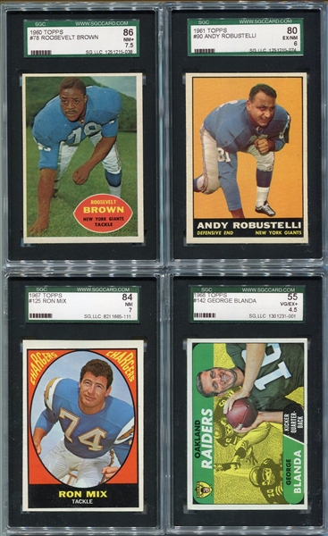 1960s Topps Football HOF lot of 4 SGC Graded