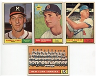 1961 Topps Lot of 3 HOFers & Yankees Team Card