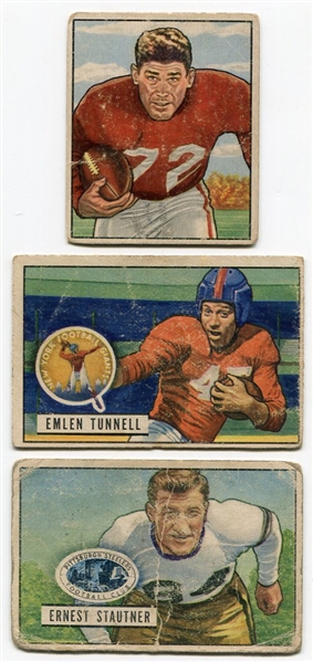 1950 & 1951 Bowman Football 3 Card Lot