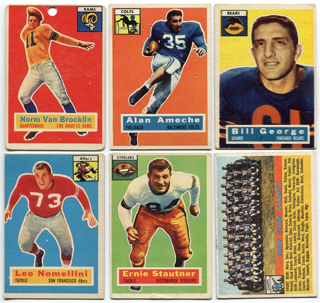 1956 Topps Football Lot of 5 HOFers & Giants Team