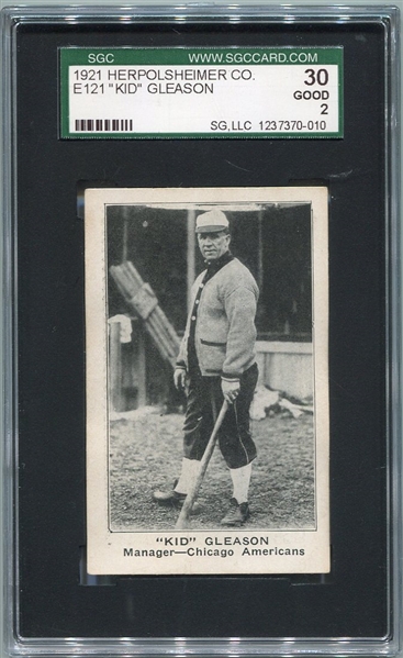 E121 1921 Herpolsheimers Kid Gleason SGC 30