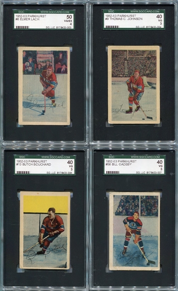 1952-53 Parkhurst Hockey Lot of 4 HOFers All SGC Graded