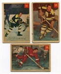 1954-55 Parkhurst Hockey Lot of 3 HOFers Delvecchio, Quackenbush & Schmidt(Lucky Premium Back)