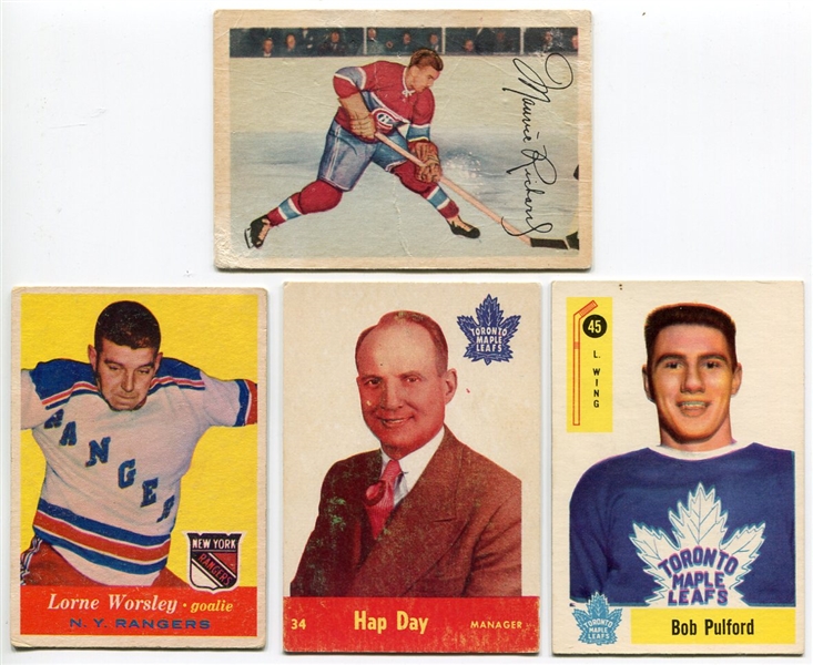 1953-1958 Parkhurst & Topps Hockey Lot of 4 HOFers