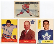 1953-1958 Parkhurst & Topps Hockey Lot of 4 HOFers