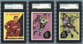 1958-59 & 1961-62 Topps Hockey Lot of 3 All SGC 84 All HOFers