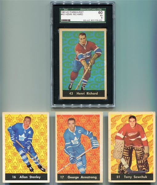 1961-62 Parkhurst Hockey Lot of 4 HOFers 