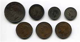 1930's/40's Lot of Great Britain Coins Pennys to Half-Crown some Silver