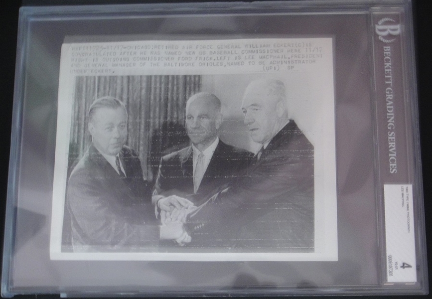 1965 Wire Photo Ford Frick, William Eckert & Lee MacPhail