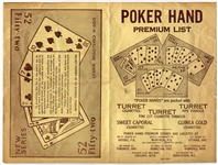 1933 Imperial Tobacco Co. Turret Cigarettes Poker Hands Cards, Premium List and Store Display