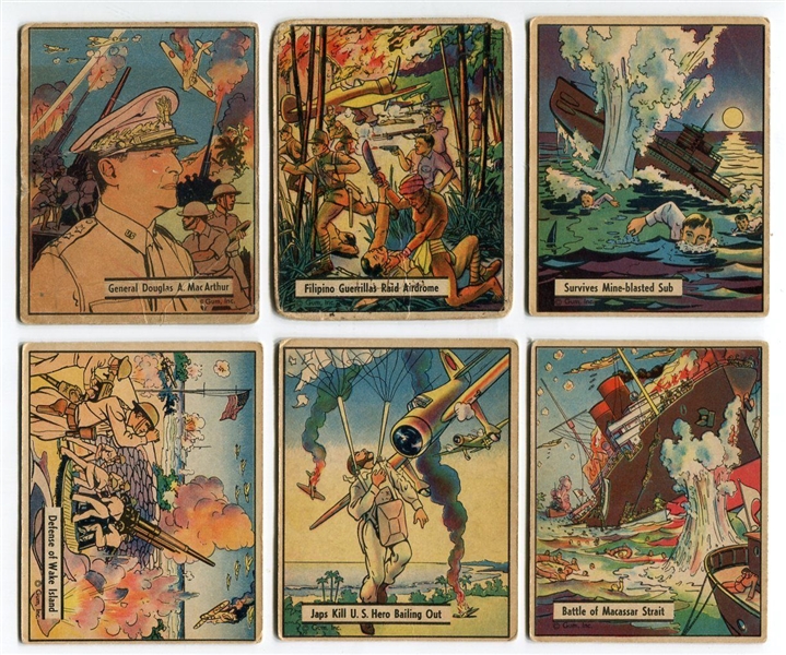  R164 War Gum Lot of 6 Different w/#11 MacArthur