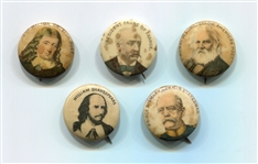 Circa 1890's Pepsin Gum Famous People Lot of 5 Different