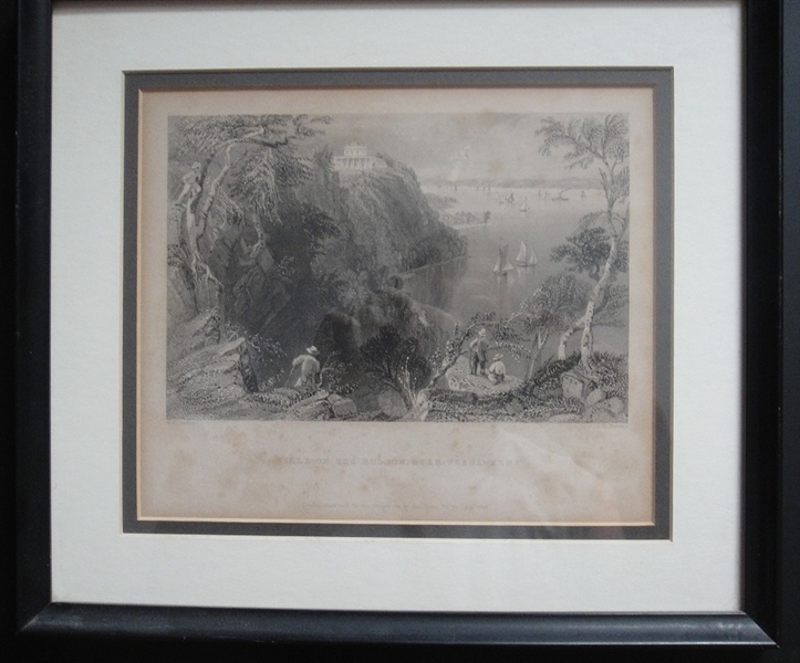 Villa on the Hudson, Near Weehawken Steel Engraving 1838