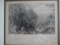 Villa on the Hudson, Near Weehawken Steel Engraving 1838