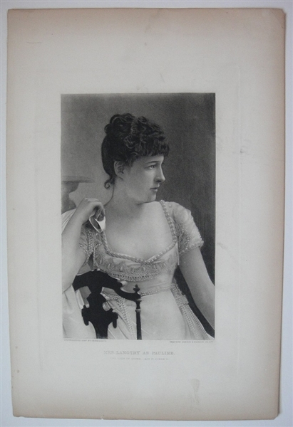 Mrs. Langtry As Pauline the Lady Of Lyons Act Iv Scene I 1887 Gebbie Gravure