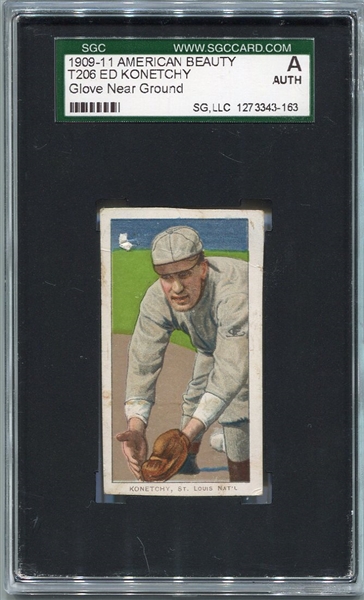 T206 Ed Konetchy American Beauty Scrap Oversized and Hand Cut SGC AUTH