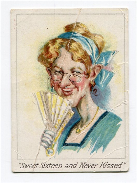 T114 ForenAft Cigarettes Up to Date Comics "Sweet Sixteen and Never Been Kissed"