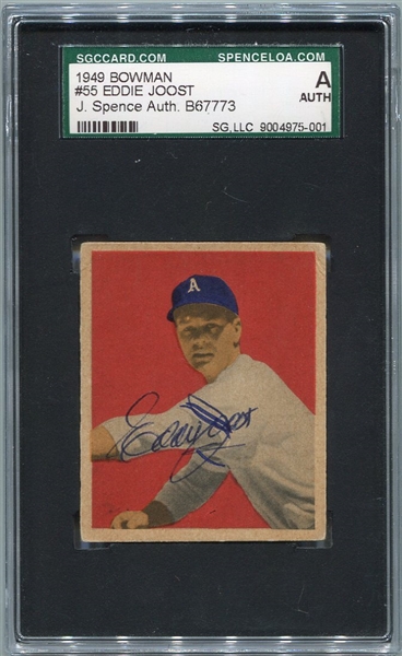 1949 Bowman Baseball #55 Eddie Joost Autographed SGC/J. Spence Auth