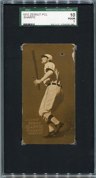 E136 1912 Zeenut Bayard Sharpe Oakland SGC 10