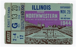 1944 Illinois vs. Northwestern College Football Ticket Stub