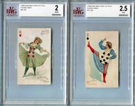 N458 Hard A Port Cut Plug Playing Cards Lot of 2 Different w/Company Overprints