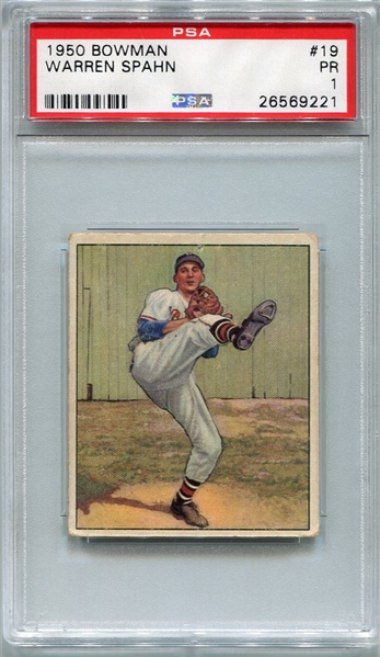 1950 Bowman #19 Warren Spahn PSA 1