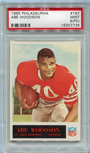 1965 Philadelphia Football #167 Abe Woodson PSA 9PD