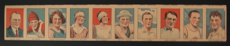 W551 10 Card Strip Hoppe, Sarazen, Weismumuller & more