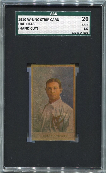 1910 W-Unc Hal Chase Strip Card SGC 20