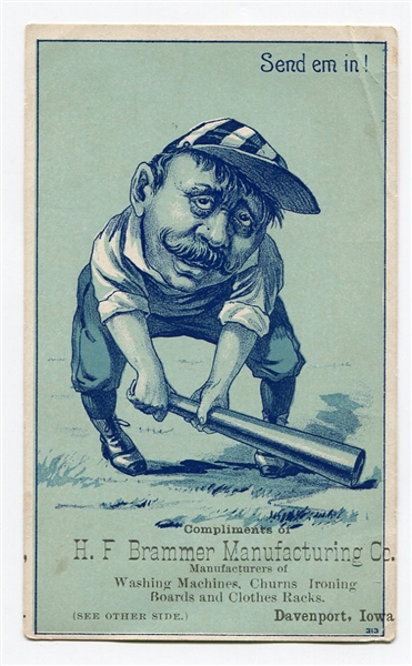 1880s Baseball Theme "Send em in!" Victorian Trade Card 