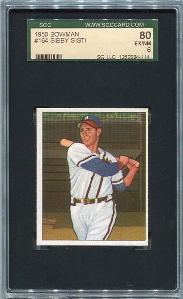 1950 Bowman #164 Sibby Sisti Boston Braves SGC 80