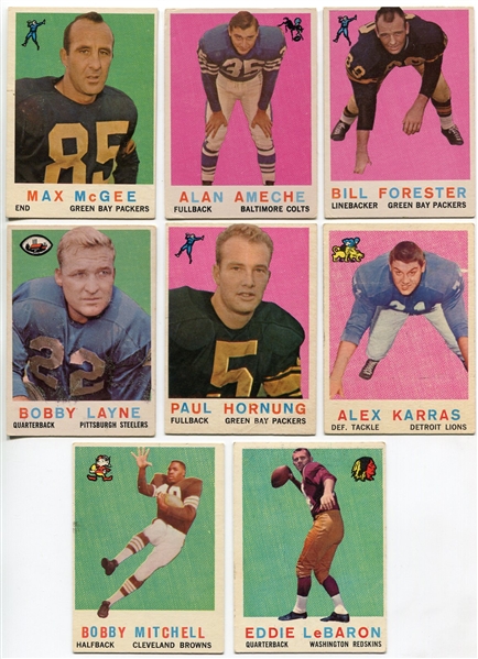 1959 Topps Football Lot of 8 Stars & HOFers