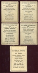 1951 & 1952 Berk Ross Collection of 5 Different
