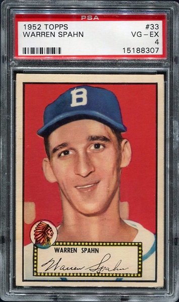 1952 Topps #33 Warren Spahn PSA 4 Looks Nicer!