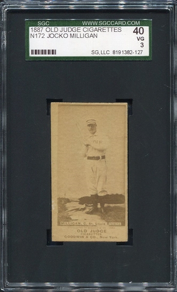 N172 Old Judge Jocko Milligan St. Louis Browns SGC 40