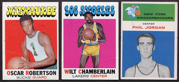 1961-62 Fleer & 1971-72 Topps Lot of 3 w/Robertson & Chamberlain