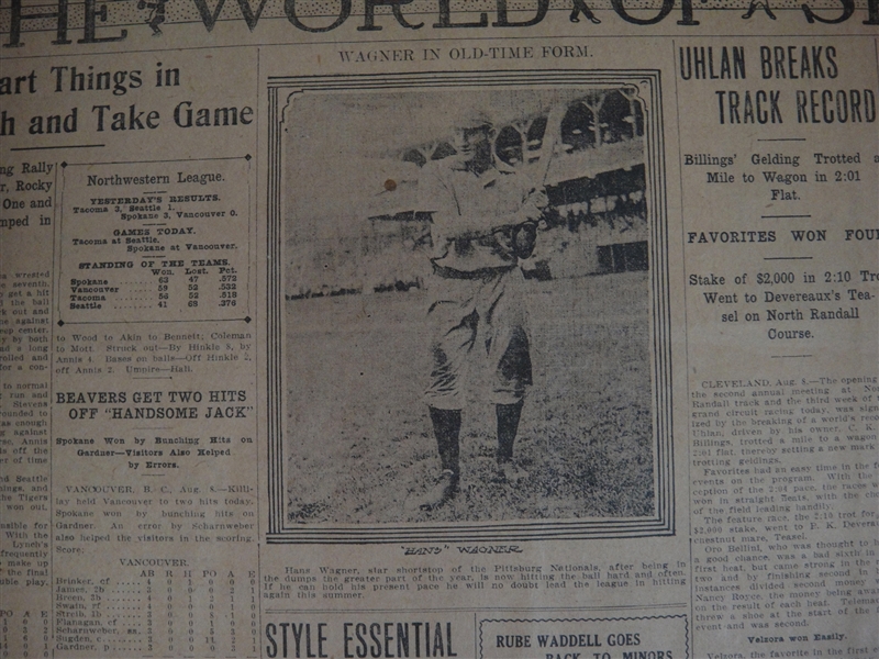 1916 Honus Wagner Sports Page