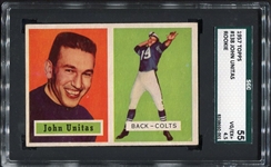 1957 Topps #138 Johnny Unitas Rookie Card SGC 55