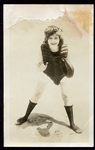 Early 1900s RPPC Risque Woman in Catchers Garb
