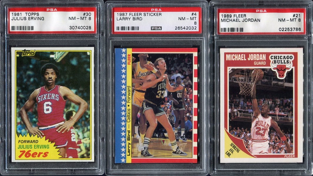 Lot of 3 Basketball HOFers All PSA 8