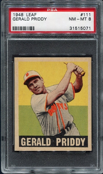 1948 Leaf #111 Gerald Priddy St. Louis Browns PSA 8