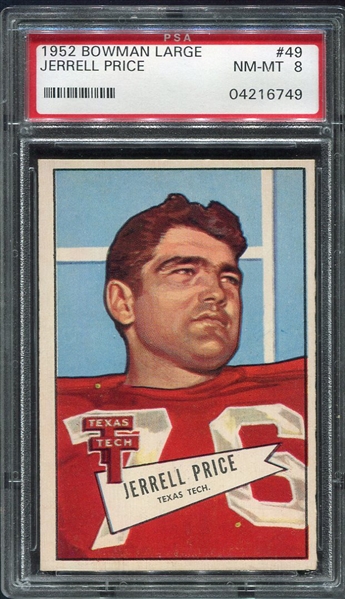 1952 Large Bowman #49 Jerrell Price PSA 8
